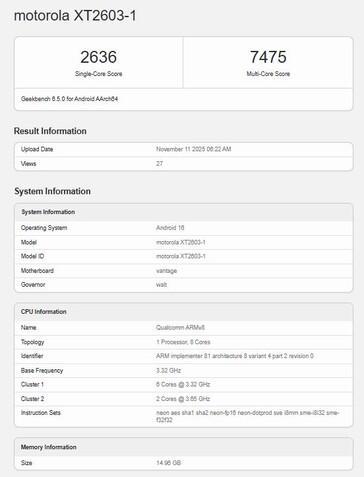 摩托罗拉Edge70Ultra现身Geekbench处理器或有新情况(图2)